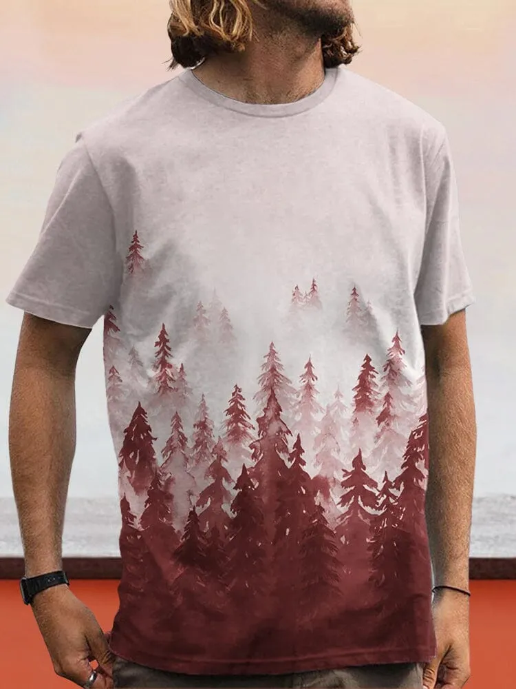 Casual Forest Printed Round Neck T-shirt