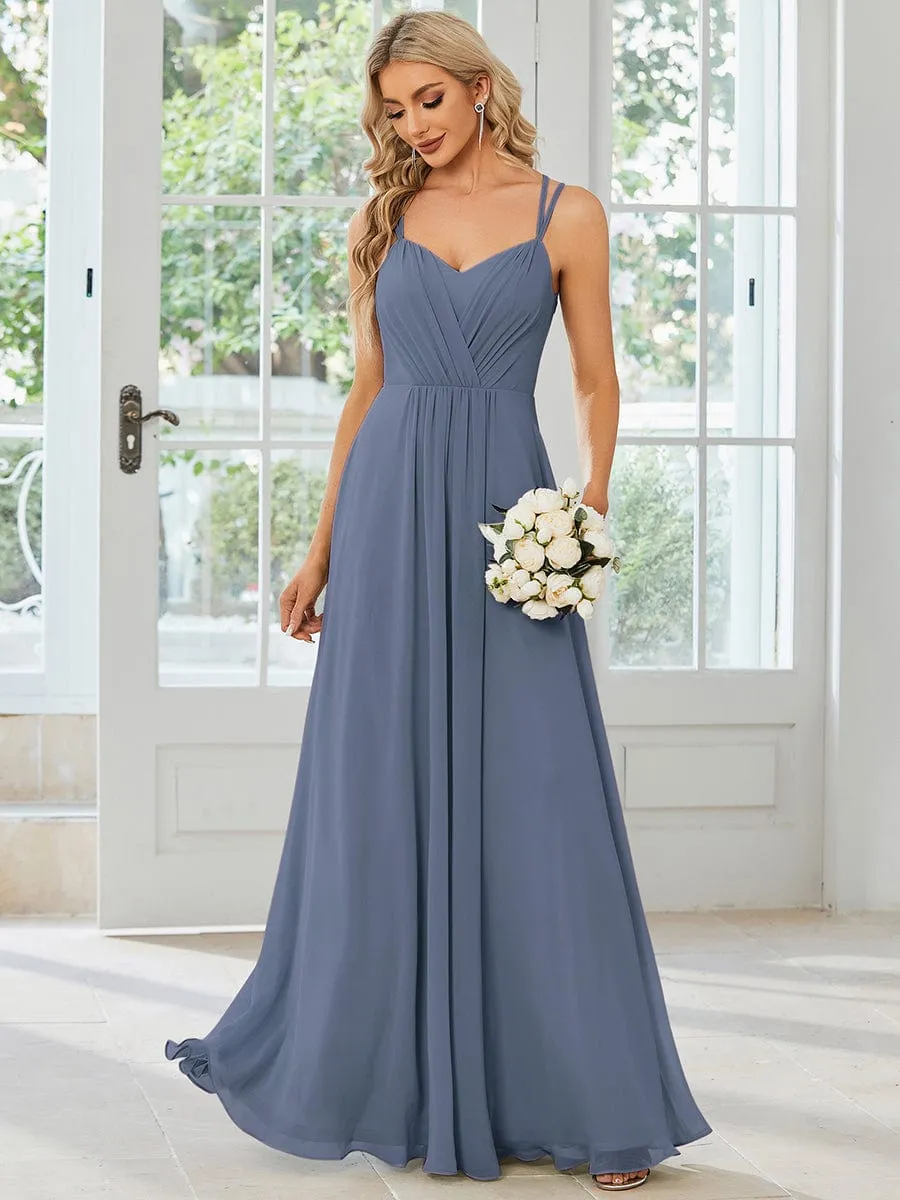 Convertible Chiffon Lace Open Back Spaghetti Straps Bridesmaid Dress