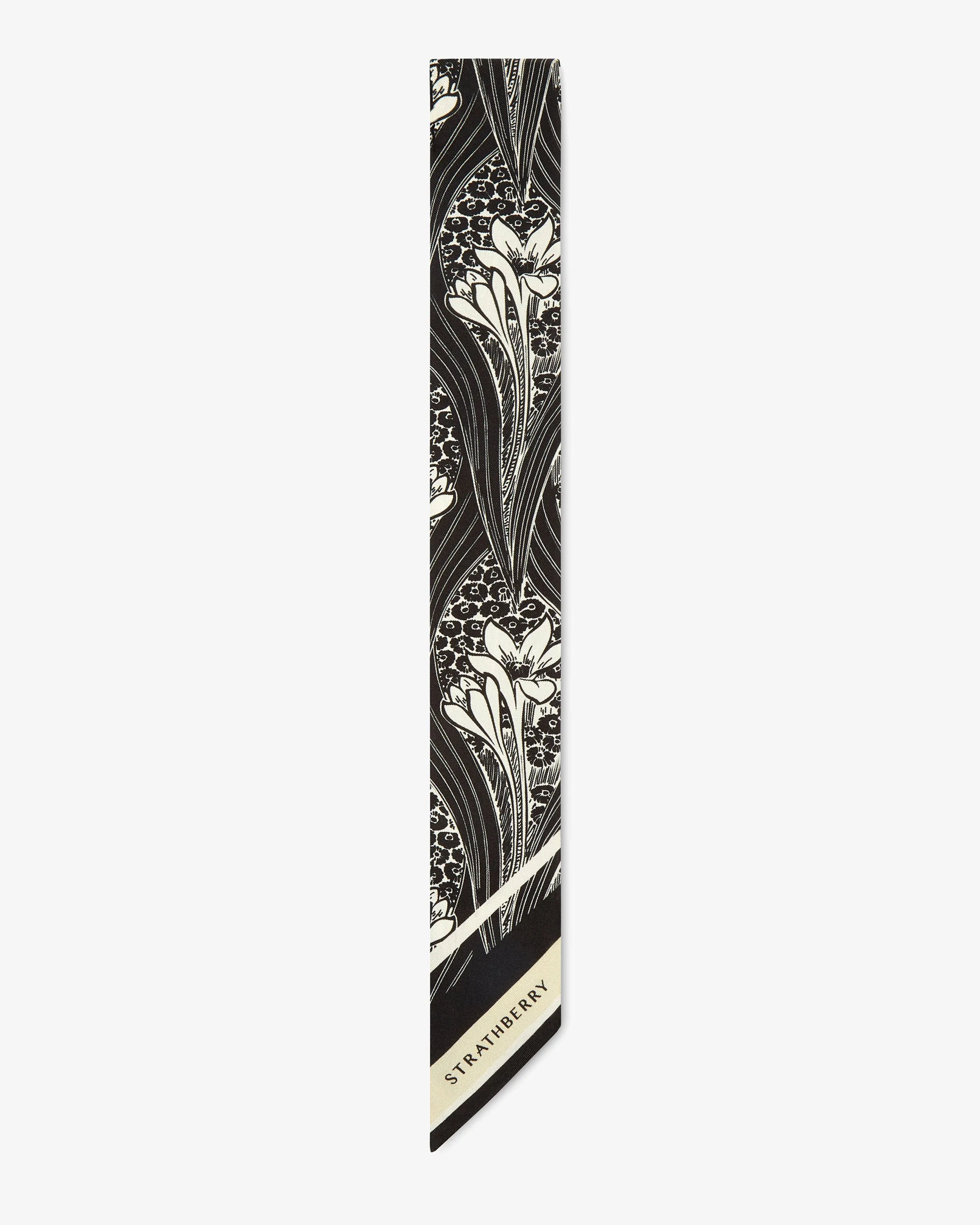 Silk Skinny Scarf - Wallpaper Black/Vanilla