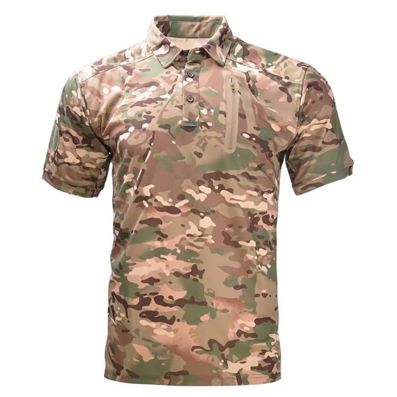 Tactical Camouflage Golf Tennis Lapel Men's T Shirts